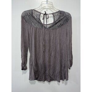 Maurices‎ Women's Lace Yoke Top With Tie Back, Medium